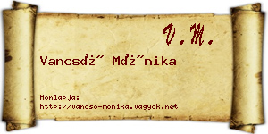 Vancsó Mónika névjegykártya